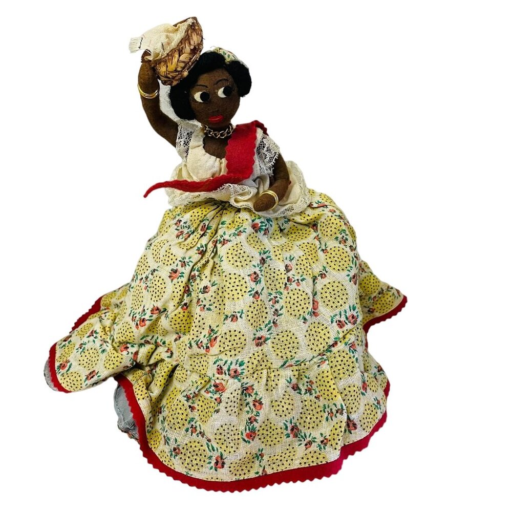 Vintage Handmade Cloth 2 Dolls In One Reversible‎ Dress 9" Collectible Decor Toy